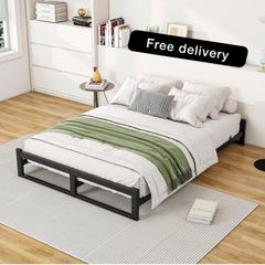 Double Bed Frame,4ft6 Floor Bed Frame Double Bed Base with Reinforced Steel Slats