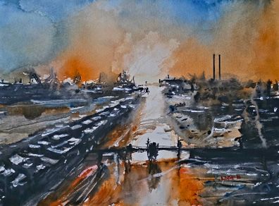 Dublin port   new dawn watercolour