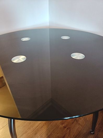 Round Glass & Chrome Dining Table with 2 Chairs (Can Sell Separately)