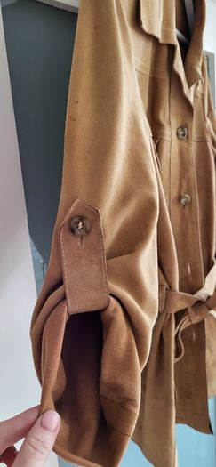 Camel suede safari style jacket Sz L (Fit 12-14UK)