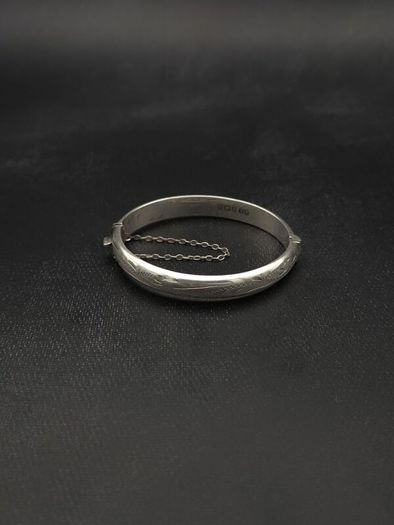 Vintage 925 Sterling Silver Childs Engraved Bangle, Birmingham 1972