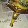 Vintage Etched Brass Tea Kettle with Footed Trivet Stand Postage Available or Collection, Image 4