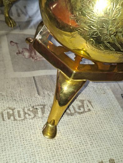 Vintage Etched Brass Tea Kettle with Footed Trivet Stand Postage Available or Collection,