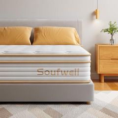 Double Mattress 10.6 Inch, Memory Foam Hybrid Double Mattress, Zoned Coil Pocket Sprungs, Medium Firm Orthopedic Support, Motion Isolation, 135x190x27cm