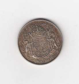80% silver 1942 Canada 50 Cent coin (No. 331)