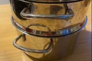 Steamer Cookware Set with Glass Lid Handles Stainless Steel Pan Kitchen Home Cook Chef Healthy Veg Cooking Housewarming induction ceramic gas electric perfect condition