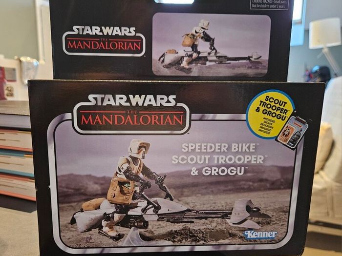 Star Wars The Vintage Collection Speeder Bike Scout Trooper and Grogu playset