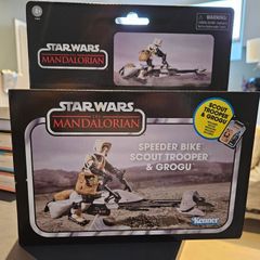 Star Wars The Vintage Collection Speeder Bike Scout Trooper and Grogu playset
