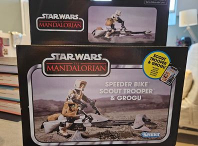 Star Wars The Vintage Collection Speeder Bike Scout Trooper and Grogu playset