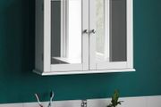 Double Door Mirrored Bathroom Cabinet Storage Cupboard Wall Mounted, White (FREE POSTAGE)