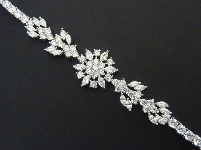 Art Deco Vintage Style Wedding Bridal Crystal Silver Bracelet