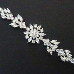 Art Deco Vintage Style Wedding Bridal Crystal Silver Bracelet