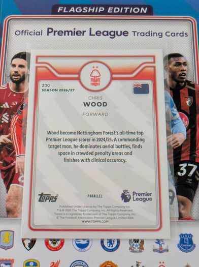 Chris Wood 34/50 Gold Rainbow Foil Parallel Topps Premier League Flagship Edition 2026/27