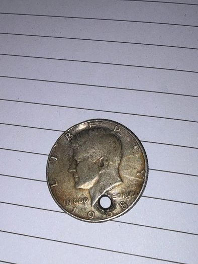 1968 US Kennedy Half Dollar Holed Silver Scrap