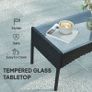 4 Piece Rattan Garden Furniture Sofa Set with Loveseat, Armchairs, Glass-Top Coffee Table and Cushions, Black Image 5