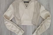 Maniere De Voir Cropped Leather Polo Top UK 8