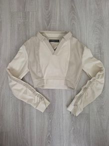 Maniere De Voir Cropped Leather Polo Top UK 8