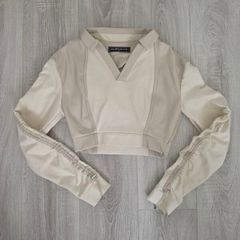 Maniere De Voir Cropped Leather Polo Top UK 8