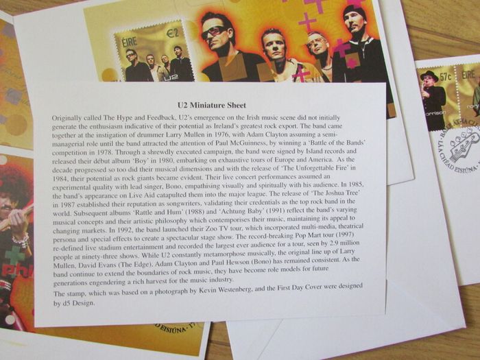 Irish Rock Music Legends Stamp First Day Covers.Set Of Five.