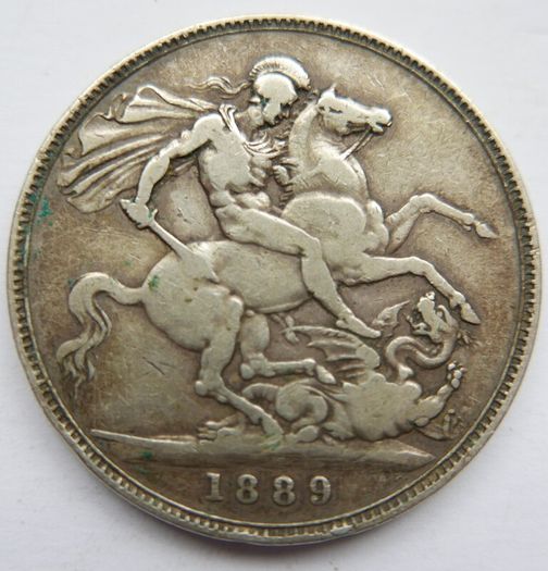 1889 Silver Crown Coin - British Queen Victoria Jubilee Head