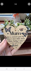 Bnwt mum wooden heart decoration
