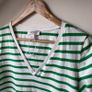 COS Green & White Striped V-Neck T-Shirt - Organic Cotton Jersey S Image 4