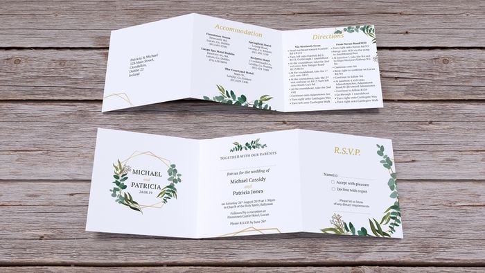 Geometric-Leaf Wedding Invites