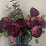 Blue Glass Face Vase & Peony Roses Image 3