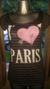 Brand new Stradivarius grey Je t'aime Paris top size UK10 EUR38 Postage included