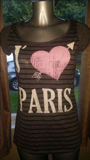 Brand new Stradivarius grey Je t'aime Paris top size UK10 EUR38 Postage included
