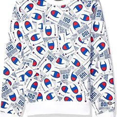 Champion Men's Super Fleece Crew AOP Jock Tag Scatter All Over Print Sweatshirt