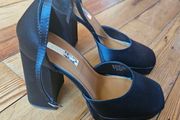 Black block platform heels