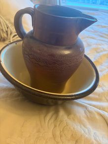 Antique Stoneware jug and Bowl