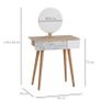 Elegant Dressing Table, Vanity Table with Drawer and Height Adjustable Mirror for Bedroom, Dressing Room, Natural Image 3