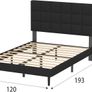 Small Double Bed Frame, Easy Assembly, Sturdy Wooden Slat Support, Upholstered Platform with Headboard, No Box Spring Needed, Black Small Double Bed 120/190 Image 2