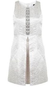 New Miss Selfridge Silver Metallic Embellished Skater Dress