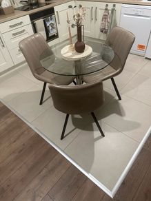 Strong glass top table.
