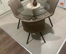 Strong glass top table.