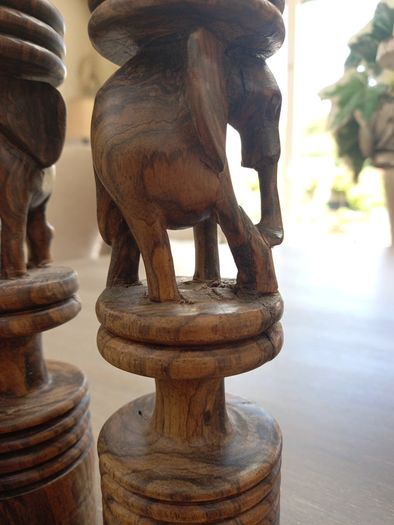 lovely pair of wooden african art handcrafted candlessticks