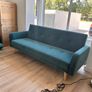 Light Teal Velvet 3 Seater Sofa Bed Image 7