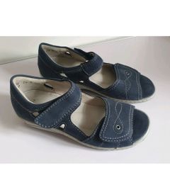 Waldlaufer Hilena Blue Nubuck Leather Wide Fit H Sandals UK 2.5 EU 35.5 BNIB  CAN POST