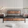 King Size Bed Frame with Wooden Headboard,Metal Platform Bed Frame King Size Mattress Base,Metal Slat Support and Underbed Storage Space,Solid Bed Frame Double Bed,Black Image 5