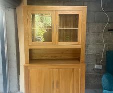 Solid Oak Display Dresser two piece Unit