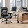 Executive Office Chair, High Back Ergonomic Chairs with Padded Cushion, Heavy Duty PU Leather Chairs Height Adjustable and Soft Armrest Reinforced Comfortable Business Work Desk Chair - Black Image 10