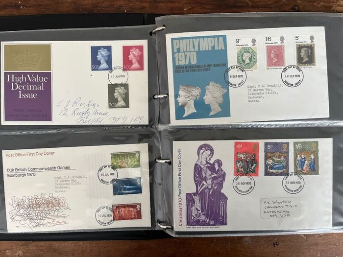 Collection of 80 UK First Day Cover stamps 1970 to 1979 in album with 10 extra pages