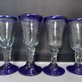 SALE!  Vintage Handmade Cobalt Blue / Clear Glasses - Set of 4 Image 5