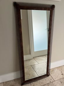 Full length mirror, dark metal frame, oriental design