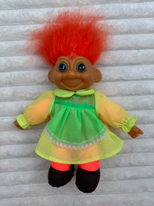 Unbranded Troll Doll in rain coat approx. 32cm. (with the hair) Used Please see picture