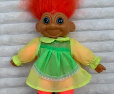 Unbranded Troll Doll in rain coat approx. 32cm. (with the hair) Used Please see picture