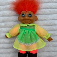 Unbranded Troll Doll in rain coat approx. 32cm. (with the hair) Used Please see picture